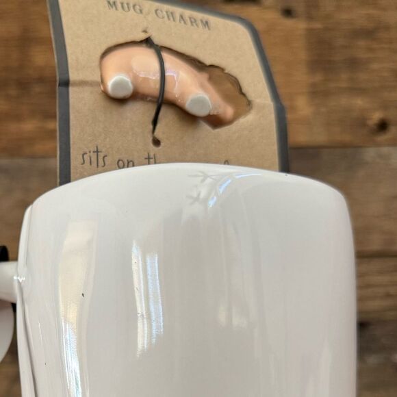 Rae Dunn OINK mug with ceramic pig mug charm 12 OZ NEW - Picture 5 of 9